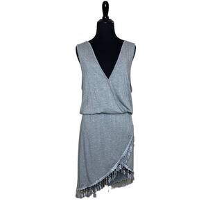 Sibo gray sleeveless faux wrap mini dress size Small